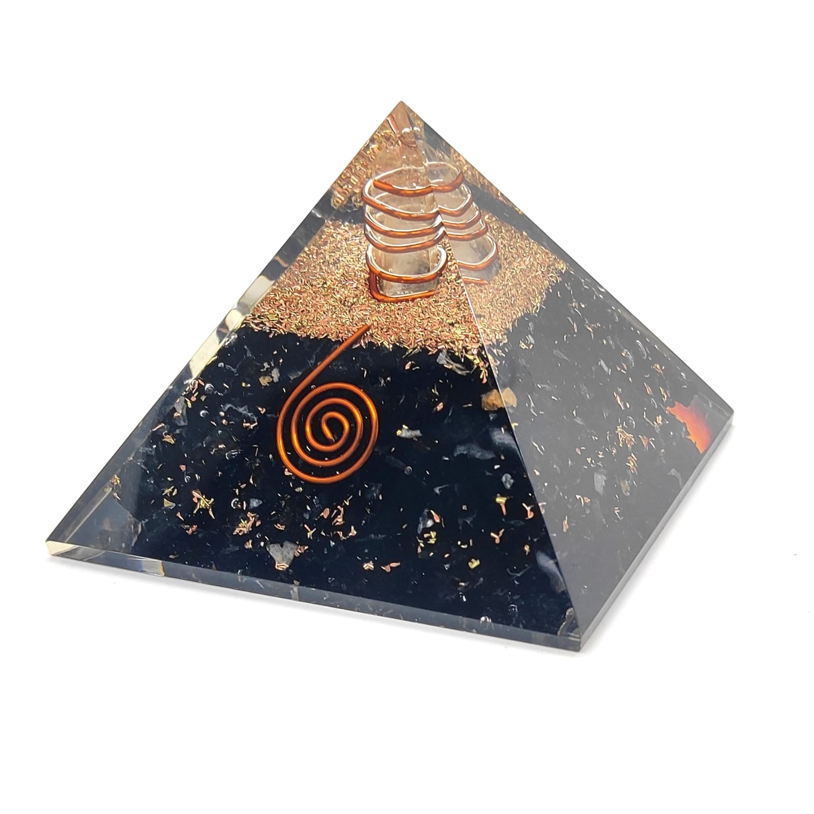 Black Tourmaline Natural Crystal Chips Orgonite Pyramid
